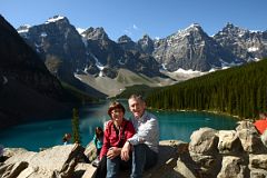 06 Charlotte Ryan and Jerome Ryan At The Rockpile With Moraine Lake And The Valley Of The Ten Peaks Behind Near Lake Louise.jpg